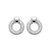 Boucles d'oreilles anneau épais boule Argent 925 rhodié Oxydes de Zirconium