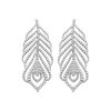 Boucles d'oreilles plumes pendantes Argent 925 rhodié femme