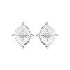 Boucles d'oreilles femme Argent 925 rhodié femme ovale rayons soleil 19mm x 16mm