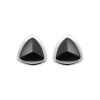 Puces d'oreilles Argent 925 rhodié Agate noire triangulaire
