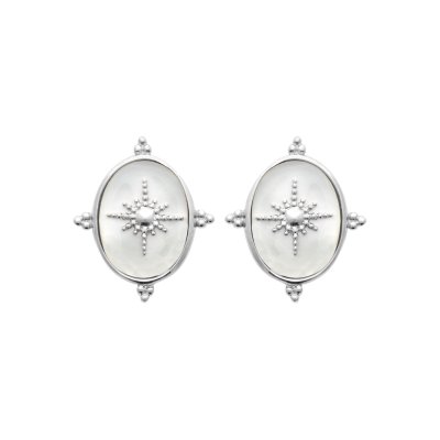 Boucles d'oreilles Nacre femme Argent 925 rhodié