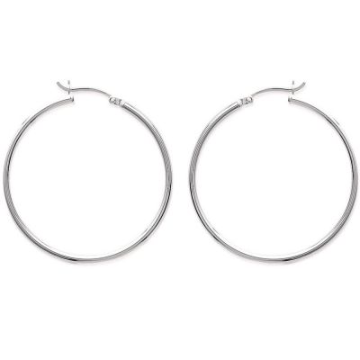 Boucles d'oreilles Créoles femme 40mm x 2mm en argent 925 massif