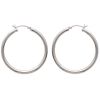 Boucles d'oreilles Créoles épaisses argent massif 925 rhodié 40mm x 3mm