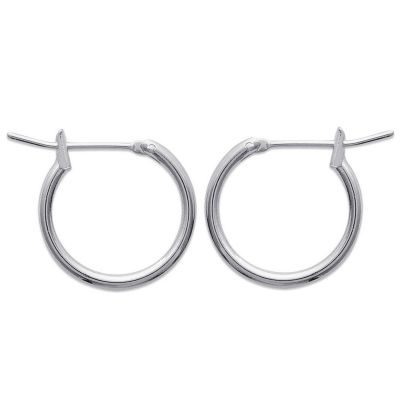 Petites boucles d'oreilles Créoles femme argent 925 massif 14mm x 2mm