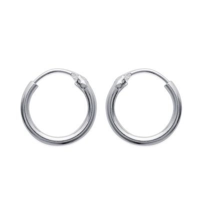 Petites créoles femme argent massif 925 rhodié 14mm x 2mm