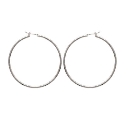 Boucles d'oreilles Créoles femme 50mm x 2mm argent massif 925