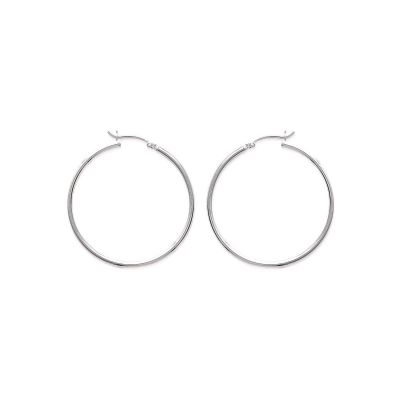 Créoles fines femme argent massif 925 rhodié 40mm x 1.5mm