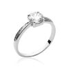 Bague solitaire femme - argent massif 925 rhodié - zirconium serti 4 griffes